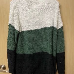 Amazon white, green, and black long sweater